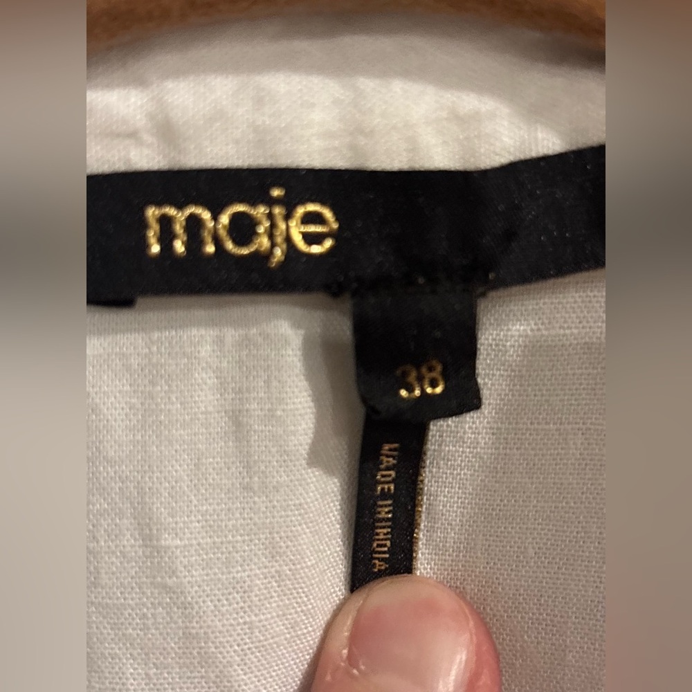 Maje Embroidered Ruffled Maxi Dress with Button-Front EU 38 - Picture 10 of 12